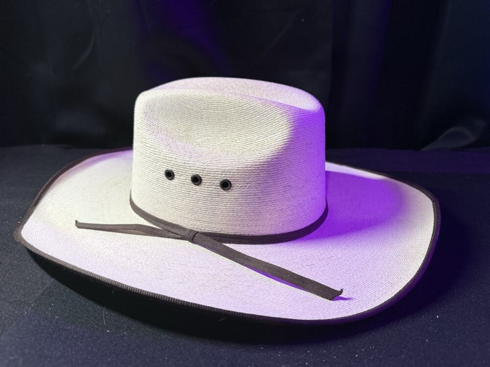 Atwood Hereford 5X Straw Cowboy Hat Western Long Oval Low Crown Ivory 7